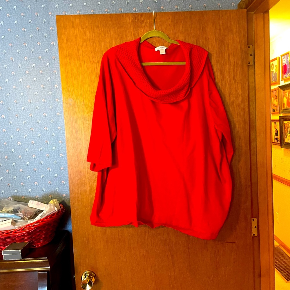 5X CJ Banks Red 3/4 Sweater